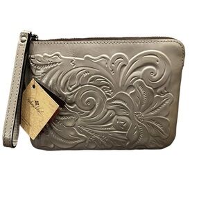 Patricia Nash Tooled Cassini Wristlet in Stone. New with tags